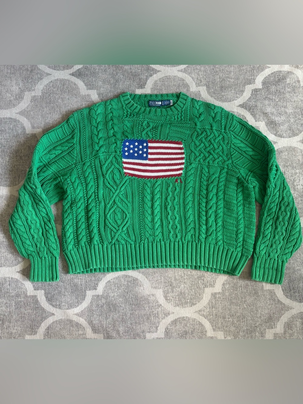 Polo Ralph Lauren Aran Flag Sweater XL - Picture 2 of 4